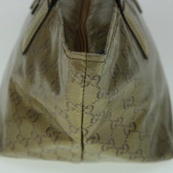 GUCCI GG Crystal Sherry Line Tote Bag Gold Tone Brown Gray - Picture 5 of 16
